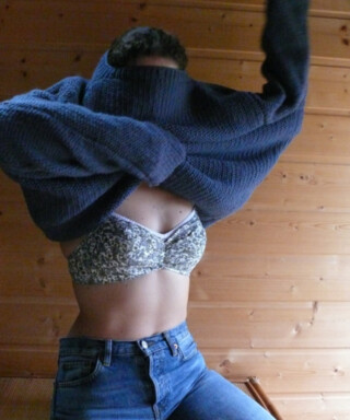 Fleurs Pois et Cie - Soutien-gorge sans armature 100% coton made in France – Blanc/vert foncé/Bleu ciel