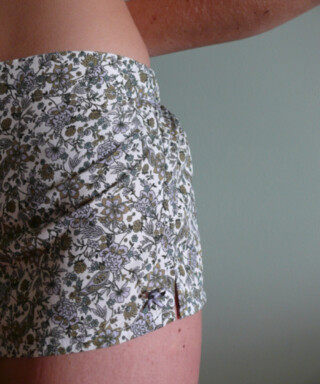 Fleurs Pois et Cie - Boxer femme 100% coton bio ou éco made in France – Blanc/vert foncé/Bleu ciel