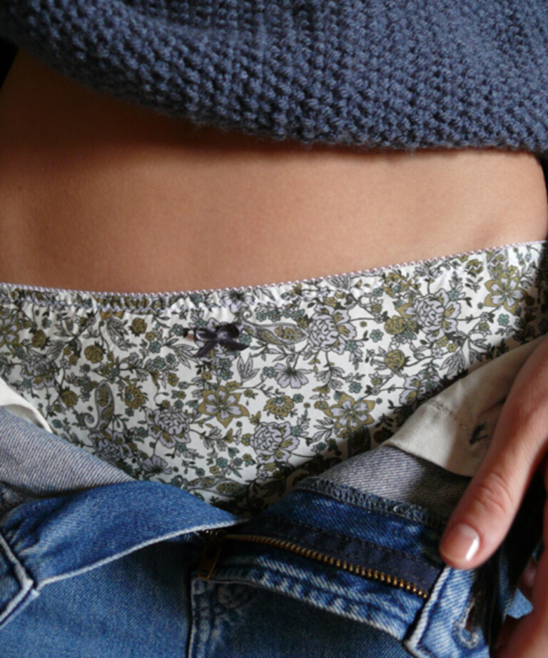 Fleurs Pois & Cie - Culotte 100% coton made in France - Blanc/vert foncé/Bleu ciel