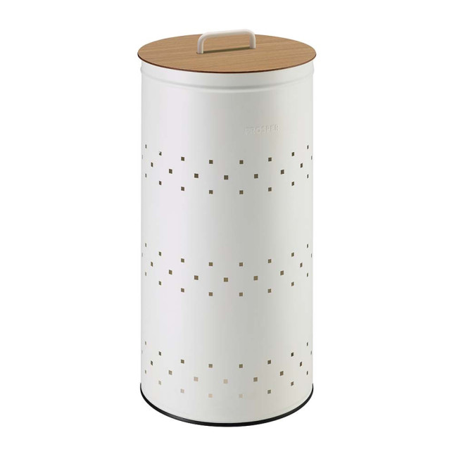 panier a linge 45l avec couvercle et poignee blanc coton Poubelle Prosper - Panier à linge 45L avec couvercle et poignée Blanc Coton