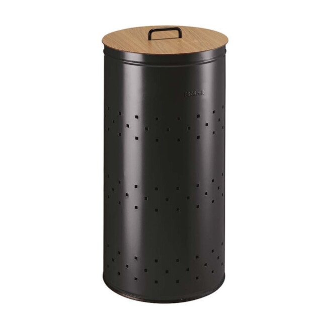 Prosper la poubelle française - Panier à linge 45L avec couvercle et poignée Noir Basalte