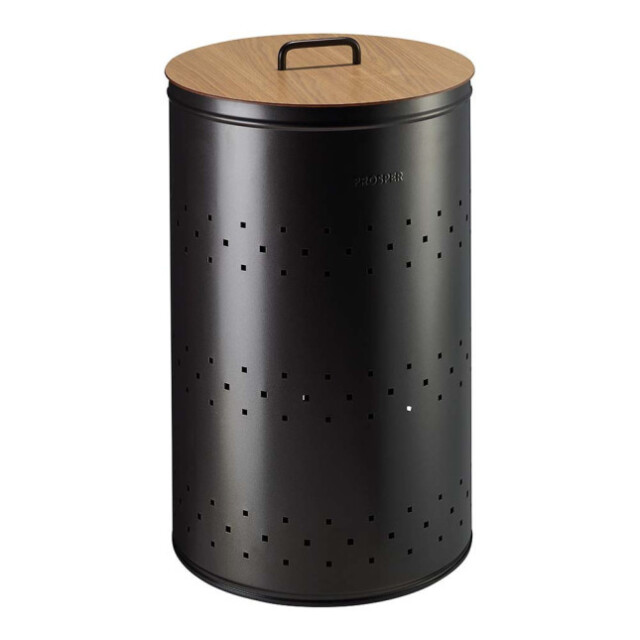 Prosper la poubelle française - Panier à linge 65L avec couvercle et poignée Noir Basalte