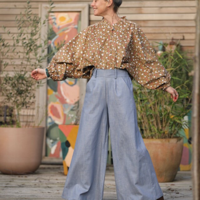 Quintessence - Pantalon César- jean chiné bleu doux