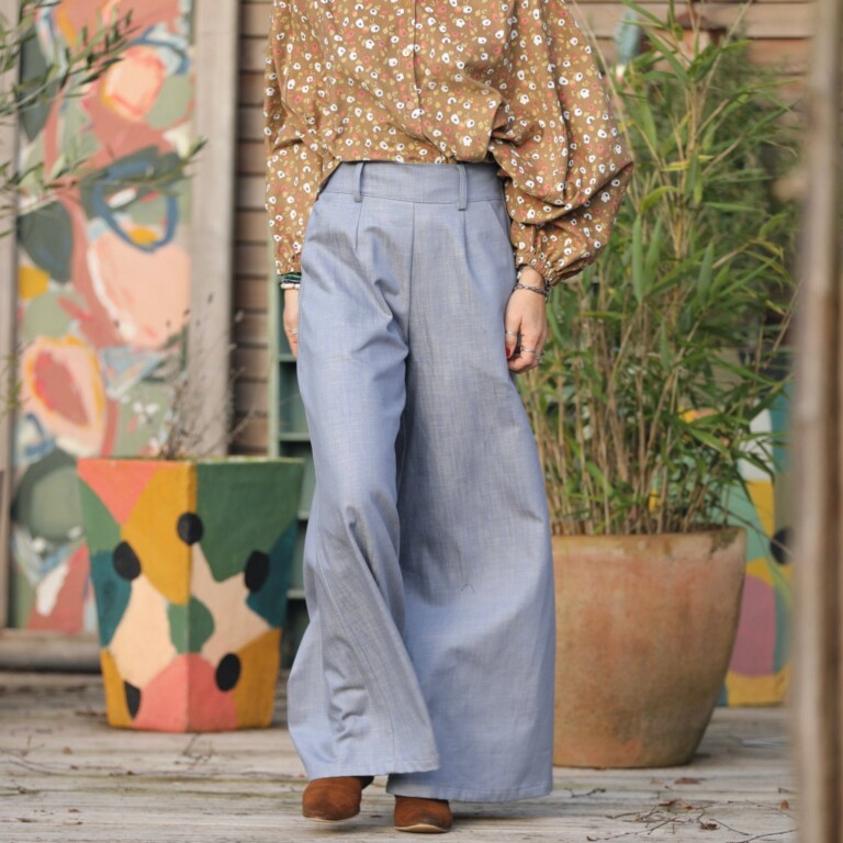 Quintessence - Pantalon César- jean chiné bleu doux