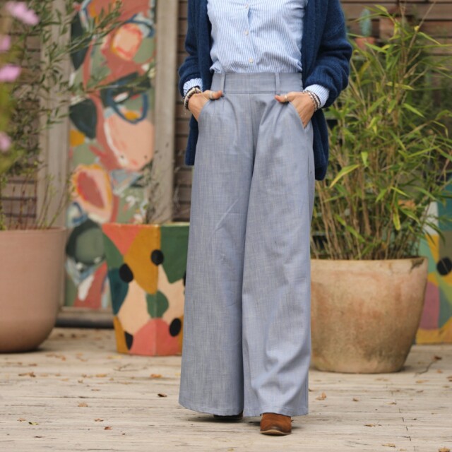 Quintessence - Pantalon César- jean chiné bleu doux