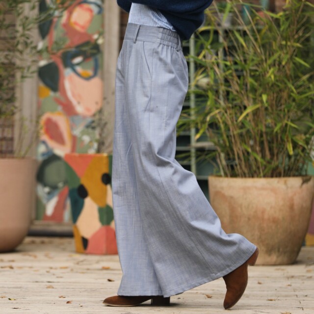 Quintessence - Pantalon César- jean chiné bleu doux