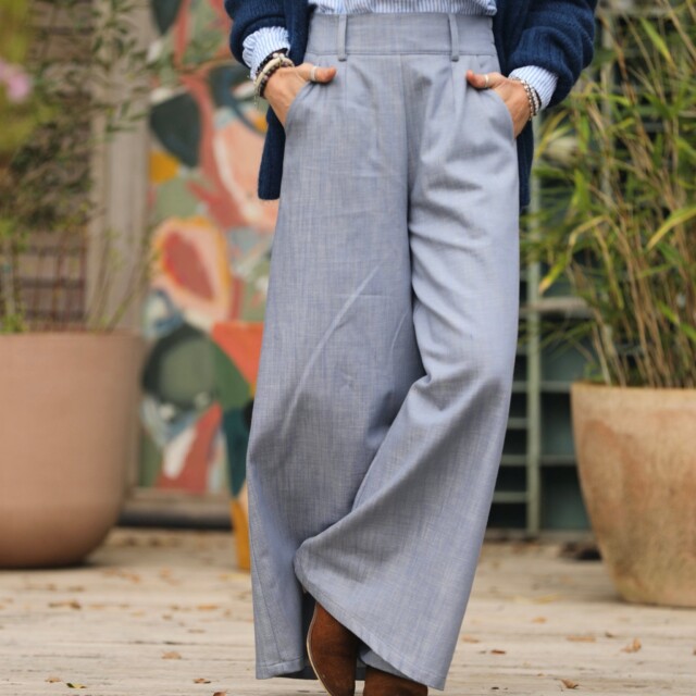 Quintessence - Pantalon César- jean chiné bleu doux