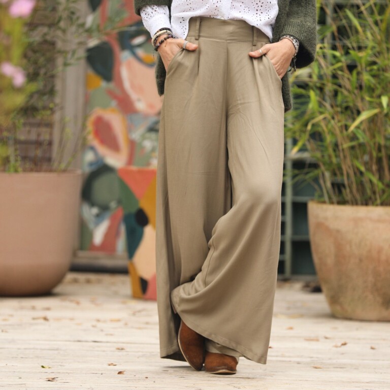 Quintessence - Pantalon César- sergé de viscose sable