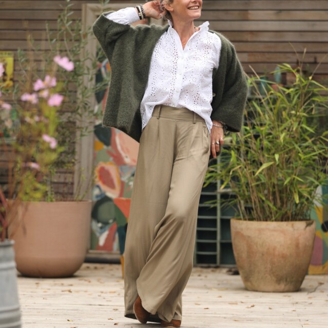 Quintessence - Pantalon César- sergé de viscose sable