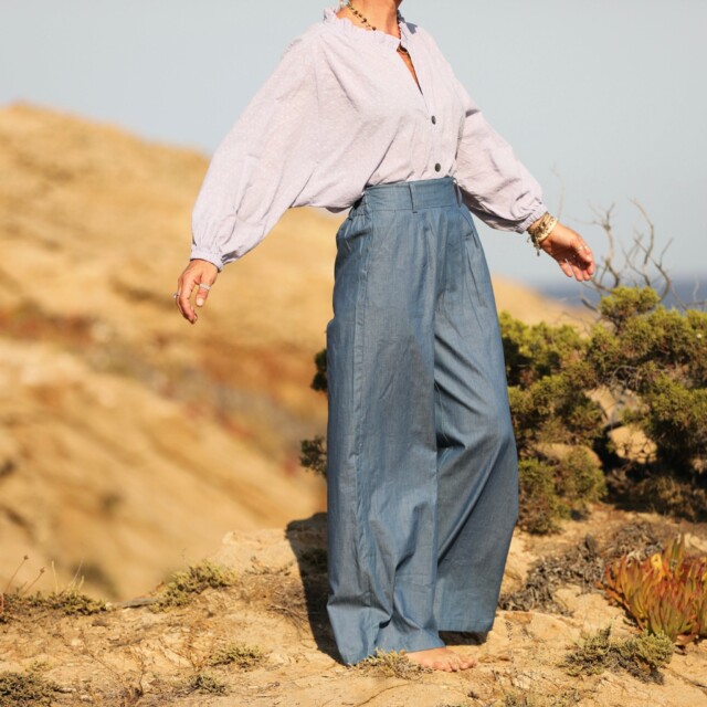 Quintessence - Pantalon Tom - jean de coton léger bleu