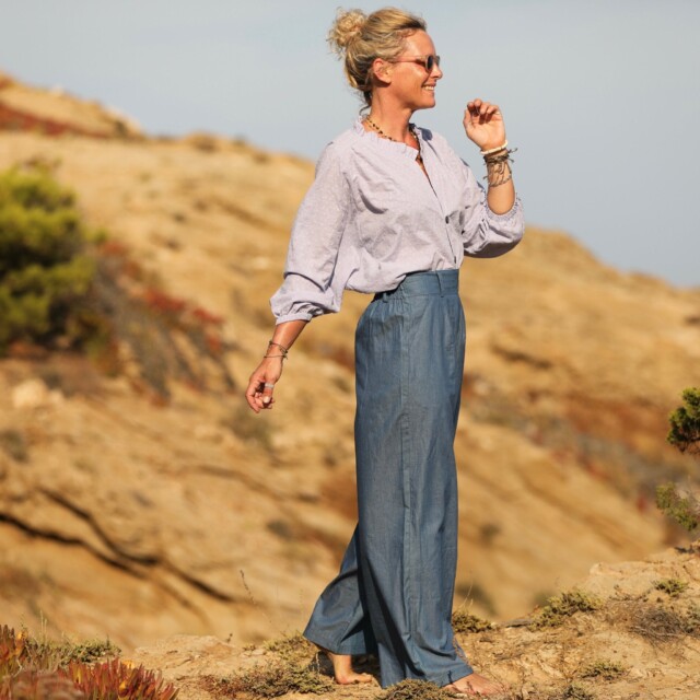 Quintessence - Pantalon Tom - jean de coton léger bleu