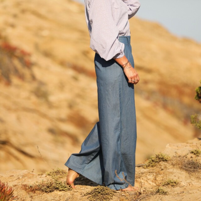 Quintessence - Pantalon Tom - jean de coton léger bleu