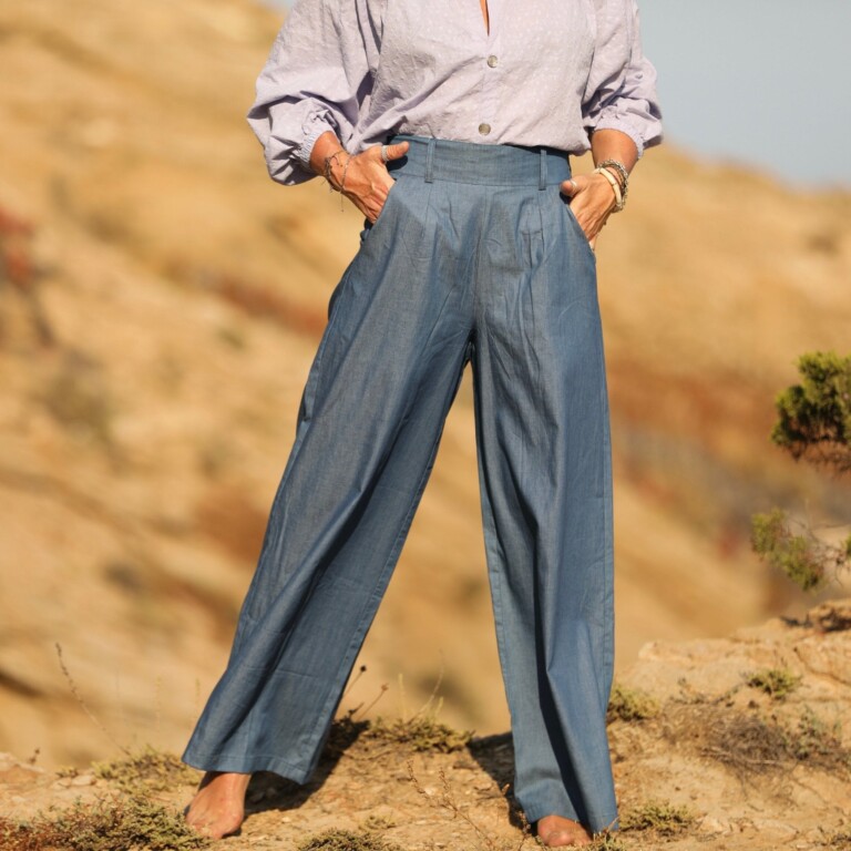 Quintessence - Pantalon Tom - jean de coton léger bleu