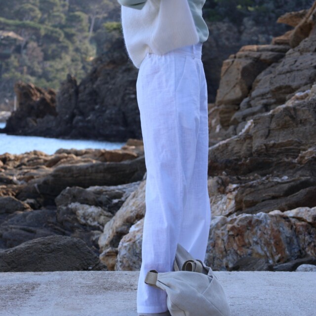 Quintessence - Pantalon Tom - lin blanc