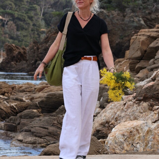 Quintessence - Pantalon Tom - lin blanc