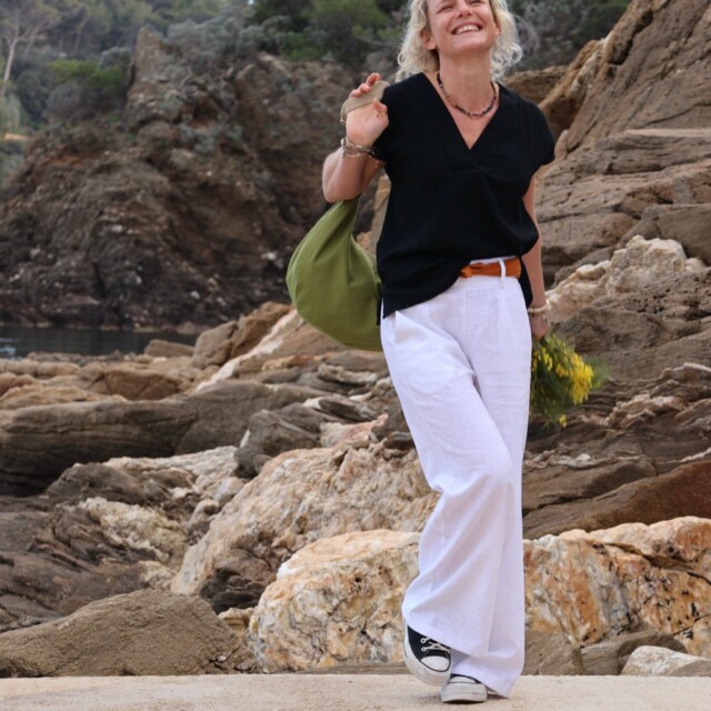 Quintessence - Pantalon Tom - lin blanc