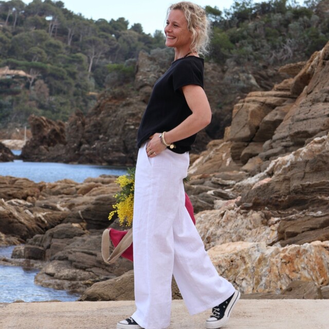 Quintessence - Pantalon Tom - lin blanc