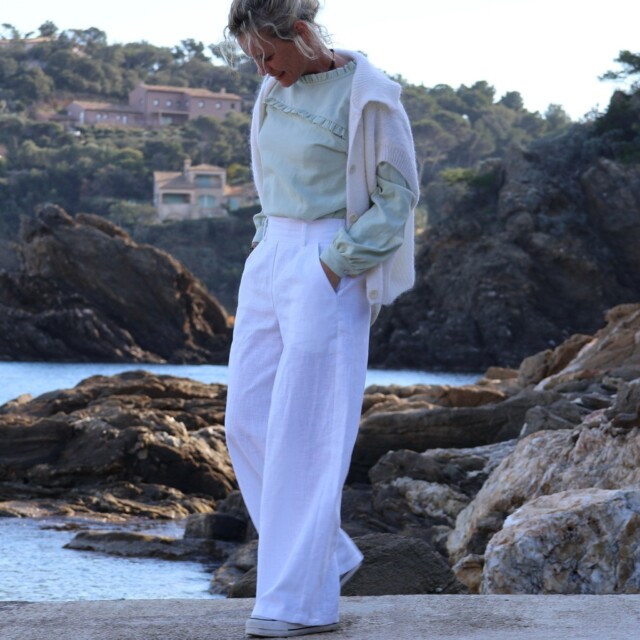 Quintessence - Pantalon Tom - lin blanc