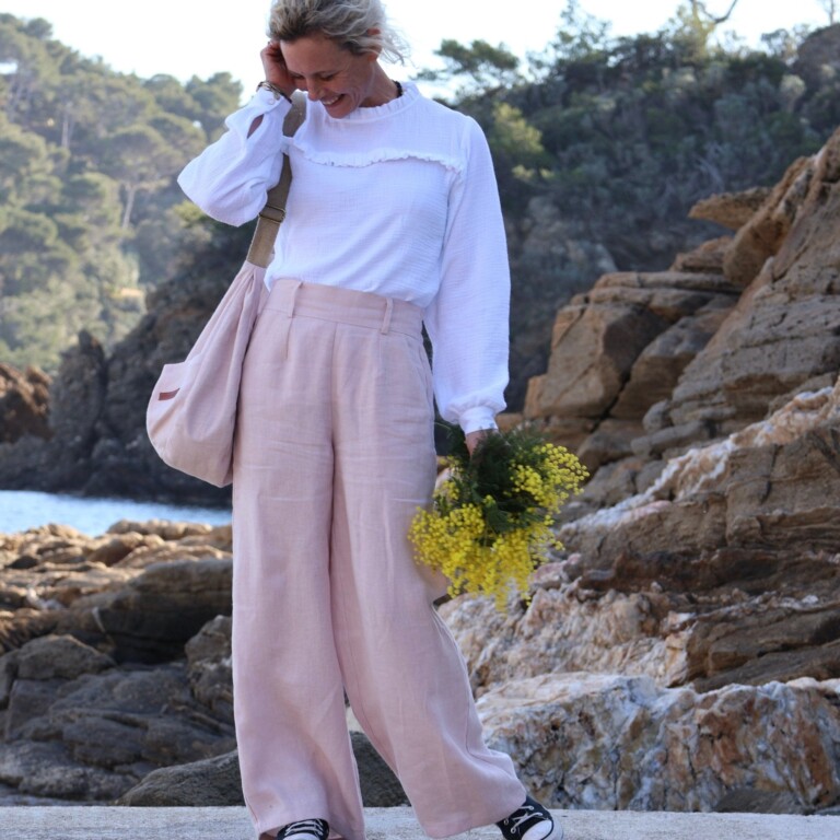 Quintessence - Pantalon Tom - lin rose poudré