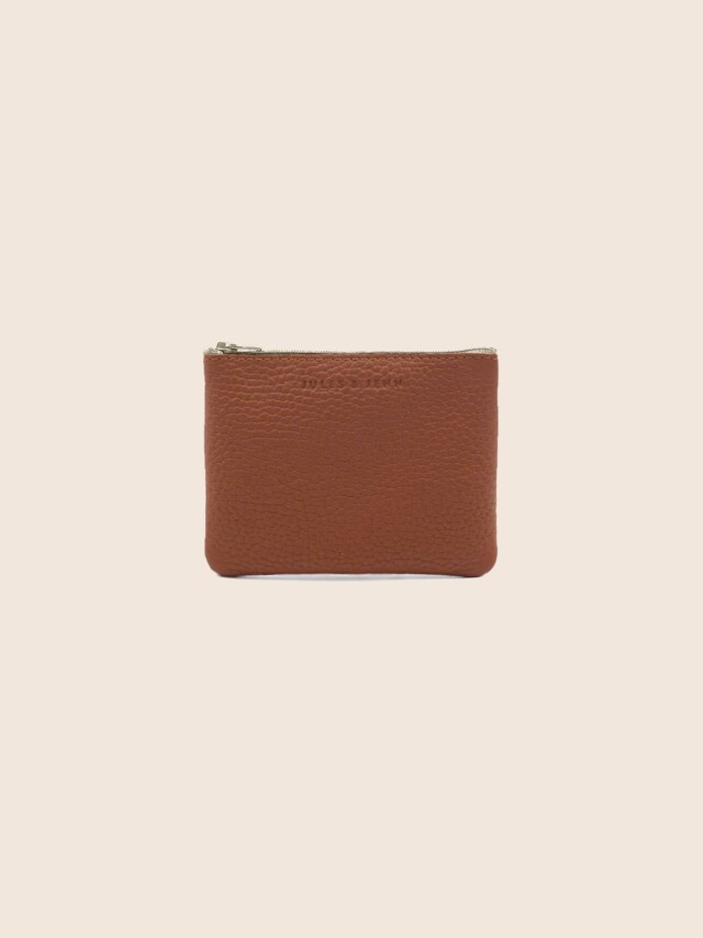 Pochette cuir grainé upcyclé brique par la marque JULES & JENN JULES & JENN - Pochette cuir grainé upcyclé brique