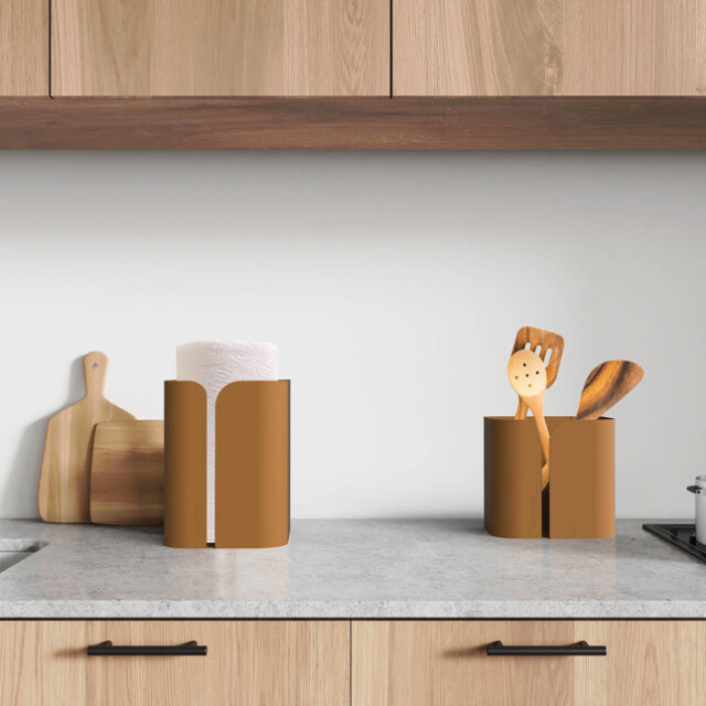 Prosper la poubelle française - Porte rouleau essuie-tout Caramel