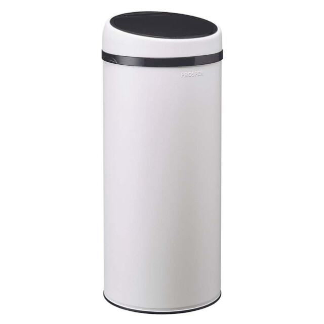 Prosper la poubelle française - Poubelle cuisine à ouverture manuelle 45L Blanc Coton