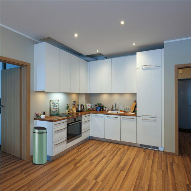 Prosper la poubelle française - Poubelle cuisine à ouverture manuelle 45L Vert Natura