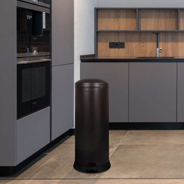 Prosper la poubelle française - Poubelle cuisine à pédale 30L Noir Basalte