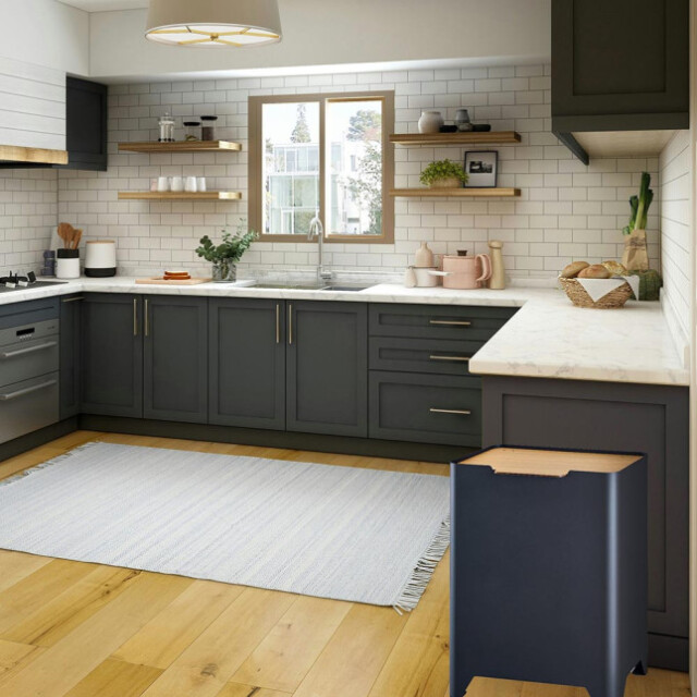 Prosper la poubelle française - Poubelle cuisine de tri sélectif 2x30L Gris Anthracite