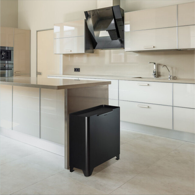 Prosper la poubelle française - Poubelle cuisine de tri sélectif 2x30L Noir Basalte