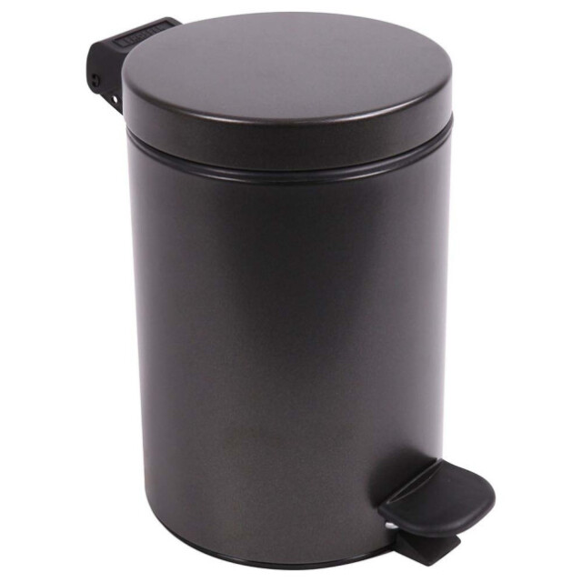 Poubelle salle de bain à pédale 3L Noir Basalte par la marque Prosper – la poubelle française Prosper – la poubelle française - Poubelle salle de bain à pédale 3L Noir Basalte