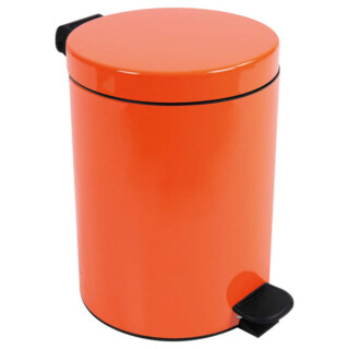 Prosper la poubelle française - Poubelle salle de bain à pédale 5L Orange Clémentine