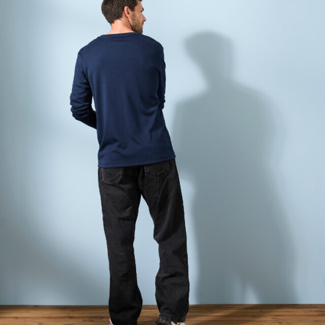 Lemahieu - T-shirt épais 100% Laine Mérinos - Bleu Minuit - Homme