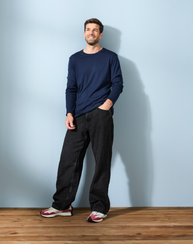 Lemahieu - T-shirt épais 100% Laine Mérinos - Bleu Minuit - Homme