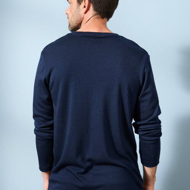 Lemahieu - T-shirt épais 100% Laine Mérinos - Bleu Minuit - Homme