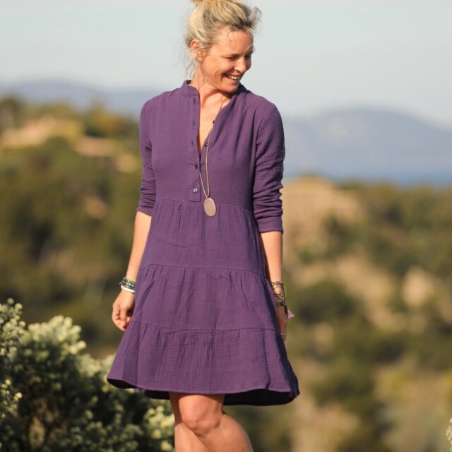 Quintessence - Robe Bella - double gaze de coton lilas