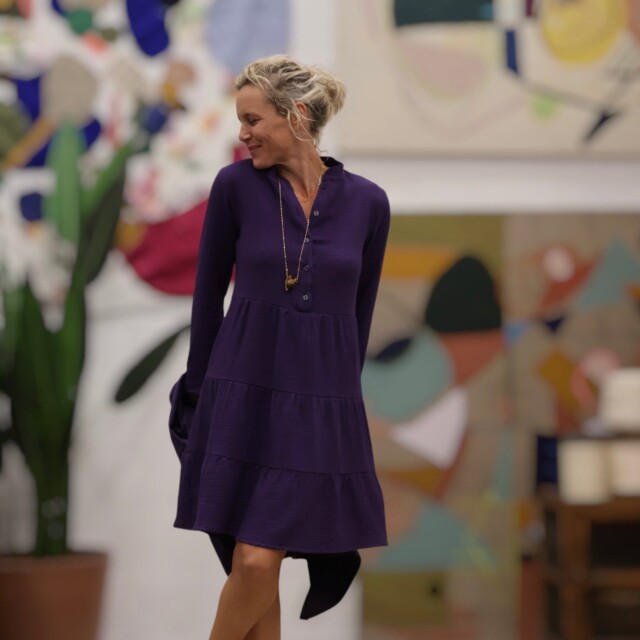 Quintessence - Robe Bella - double gaze de coton lilas