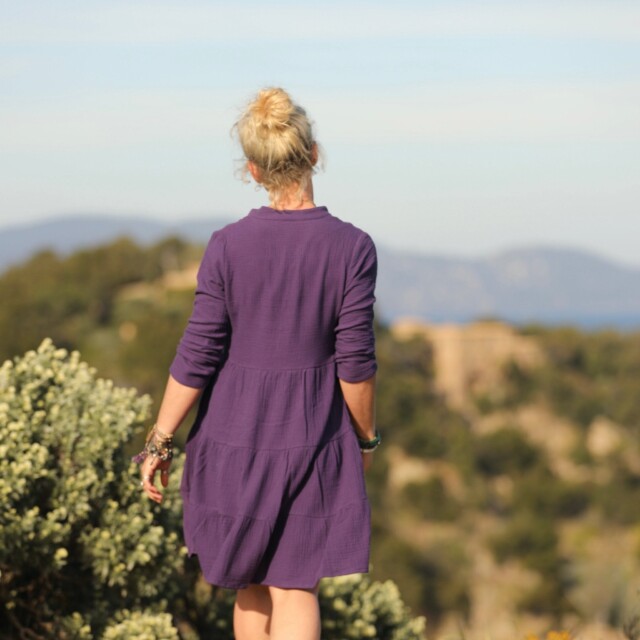 Quintessence - Robe Bella - double gaze de coton lilas