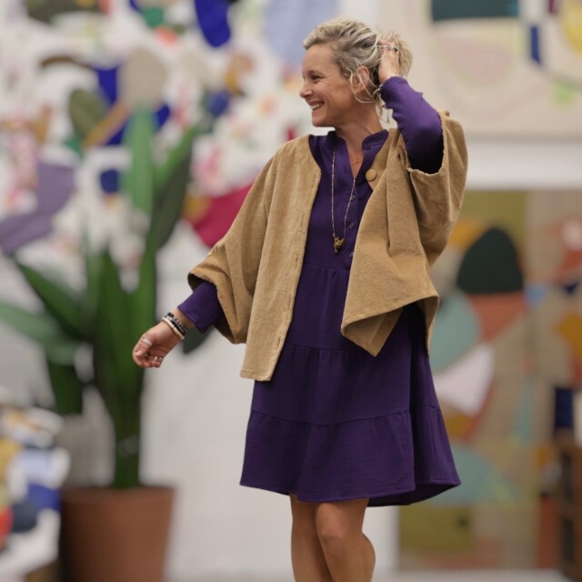 Quintessence - Robe Bella - double gaze de coton lilas