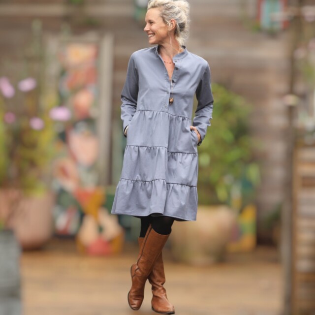 Quintessence - Robe Bella - sergé de coton bleu doux