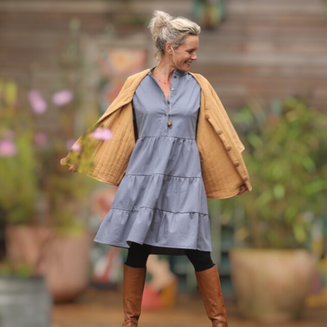 Quintessence - Robe Bella - sergé de coton bleu doux