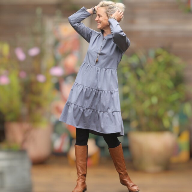 Quintessence - Robe Bella - sergé de coton bleu doux