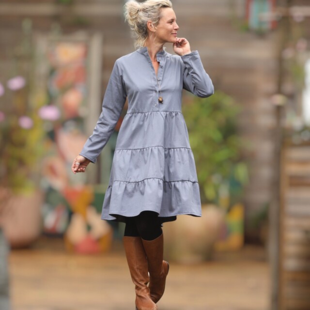 Quintessence - Robe Bella - sergé de coton bleu doux