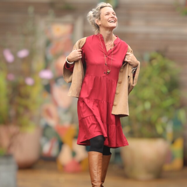 Quintessence - Robe Bella - sergé de viscose grenat