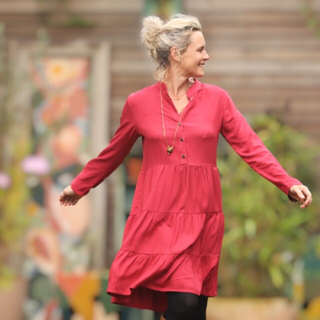 Quintessence - Robe Bella - sergé de viscose grenat