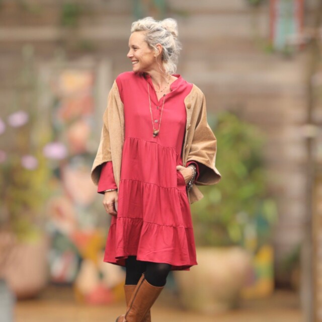 Quintessence - Robe Bella - sergé de viscose grenat