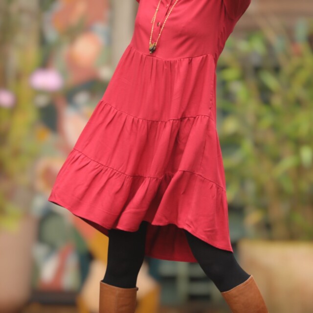 Quintessence - Robe Bella - sergé de viscose grenat