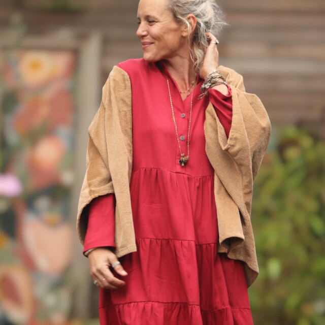 Quintessence - Robe Bella - sergé de viscose grenat