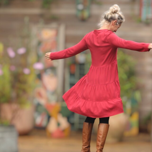 Quintessence - Robe Bella - sergé de viscose grenat