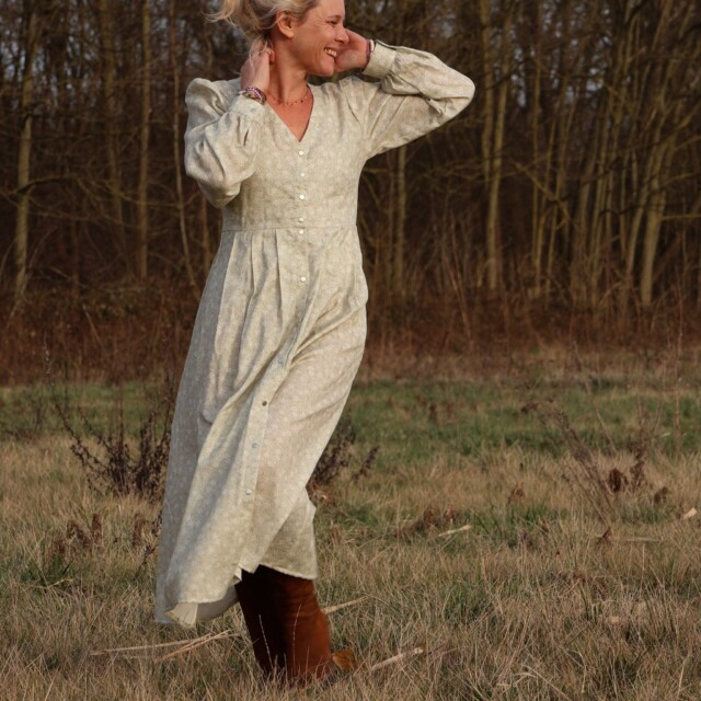 Quintessence - Robe Clémence - coton fleuri menthol